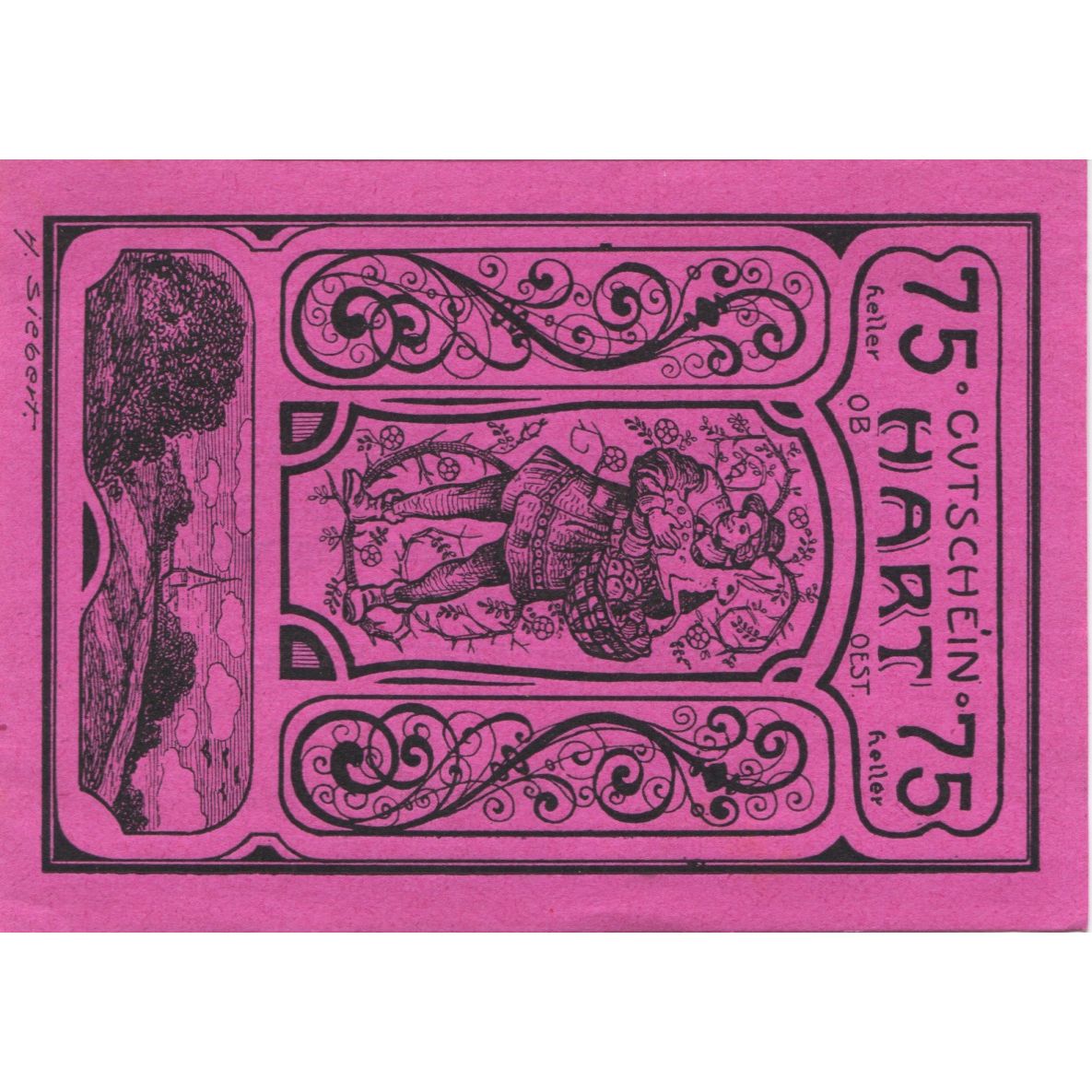 Banknote, Austria, Hart, 75 Heller, personnage, 1920, UNC(63), Mehl:FS 351IIIa
