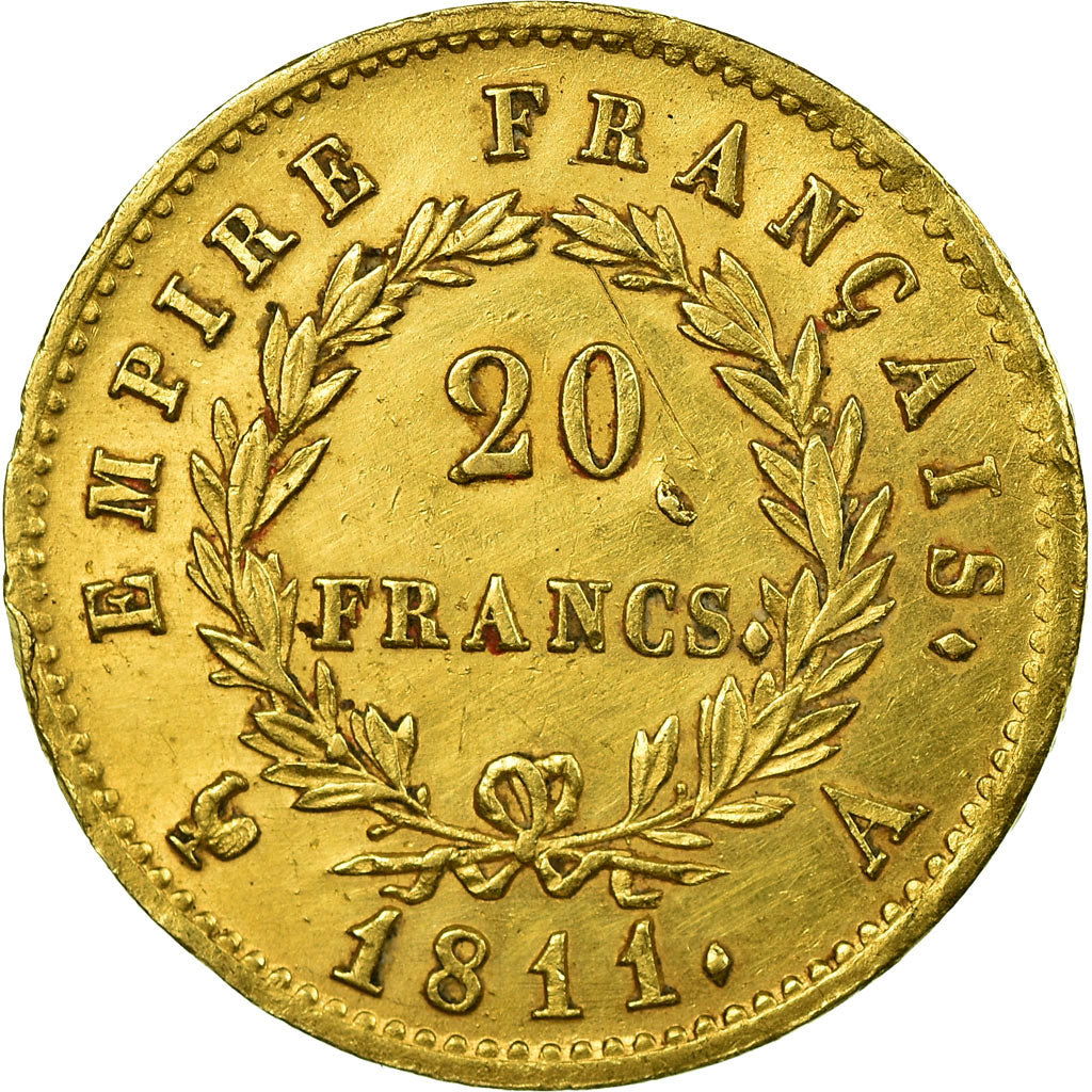 Moneta, Francia, Napoléon I, 20 Francs, 1811, Paris, BB+, Oro, KM:695.1