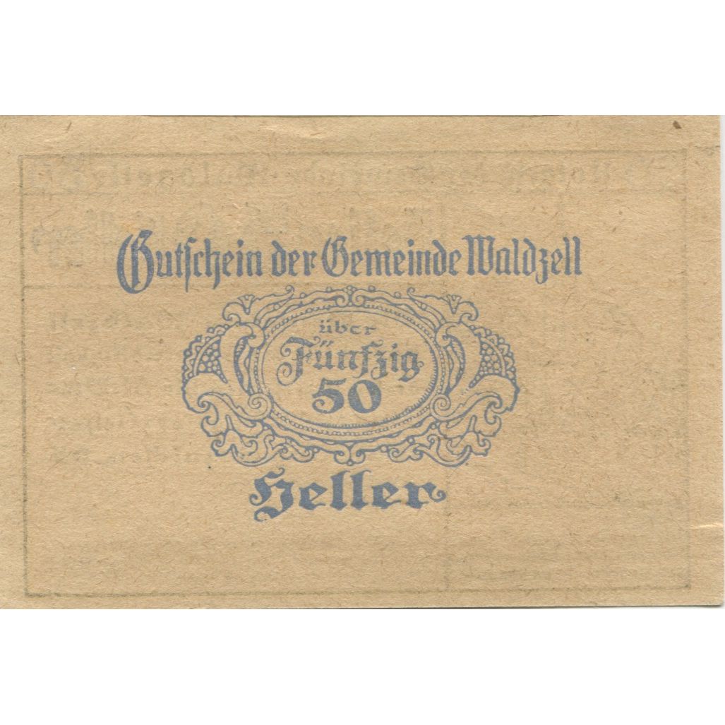 Banknote, Austria, Waldzell, 50 Heller, Eglise, 1920 UNC(63) Mehl:FS 1135a