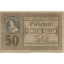 Banknote, Austria, Laakirchen, 50 Heller, portrait, 1920 UNC(63) Mehl:FS 494b