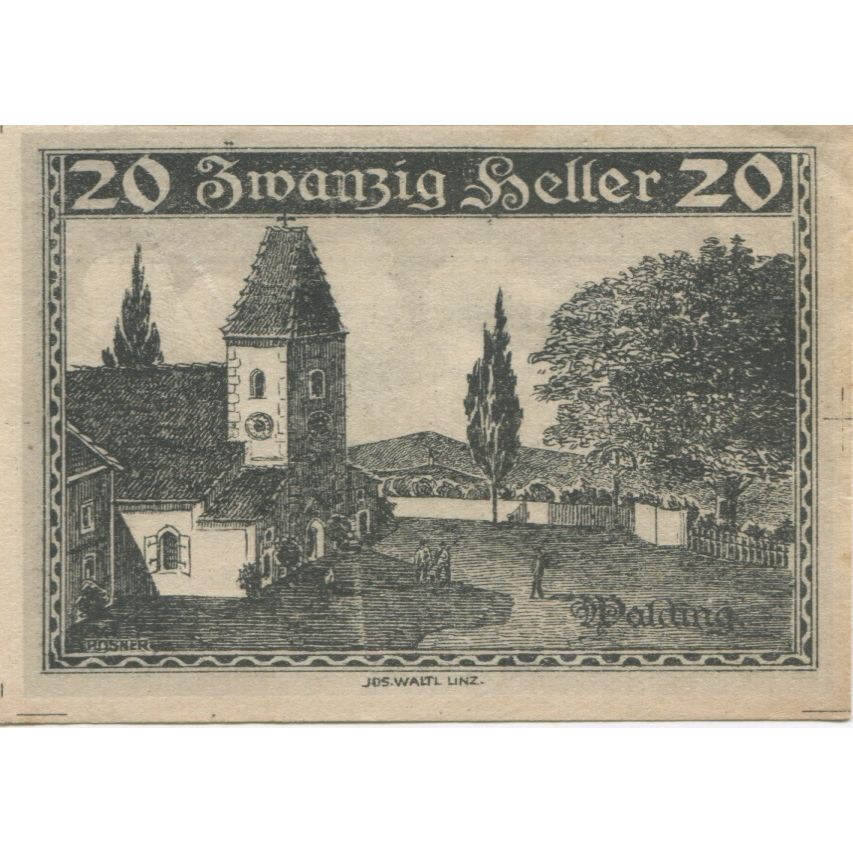 Geldschein, Österreich, Walding, 20 Heller, Eglise, 1920 UNZ- Mehl:FS 1132a