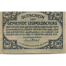 Banknote, Austria, Leopoldschlag, 50 Heller, village, 1920 UNC(63) Mehl:FS 516