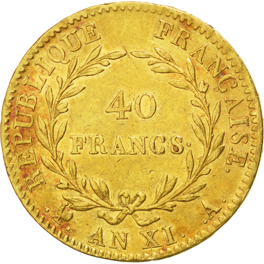 FRANCE, Napoléon I, 40 Francs, 1803, Paris, KM #652, AU(50-53), Gold, Gadoury #.