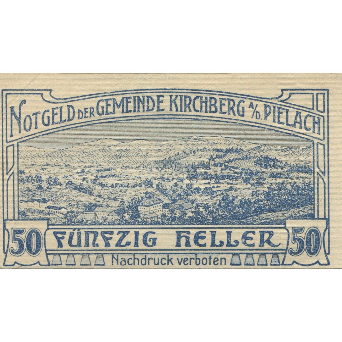 Banknote, Austria, Kirchberg, 50 Heller, paysage, 1920 UNC(63) Mehl:FS 442b