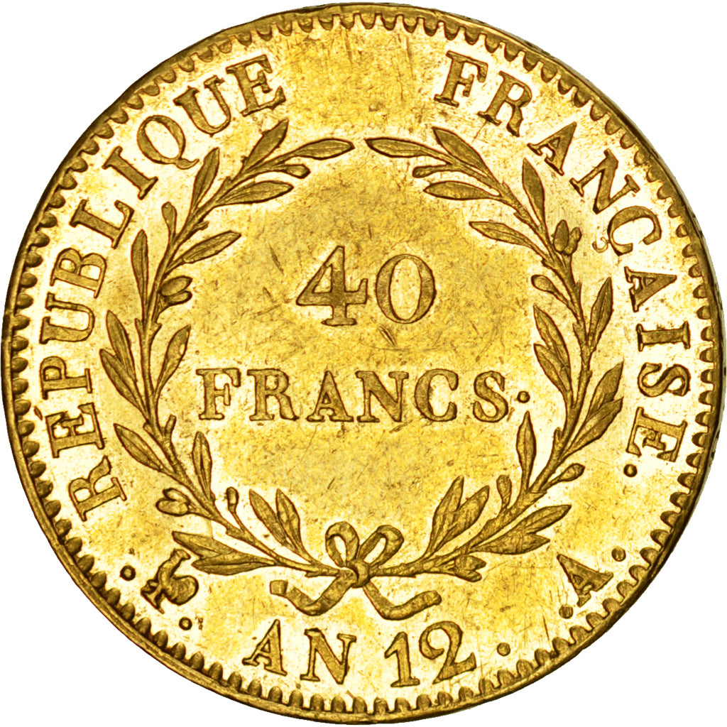 FRANCE, Napoléon I, 40 Francs, 1803, Paris, KM #652, AU(55-58), Gold, Gadoury #.