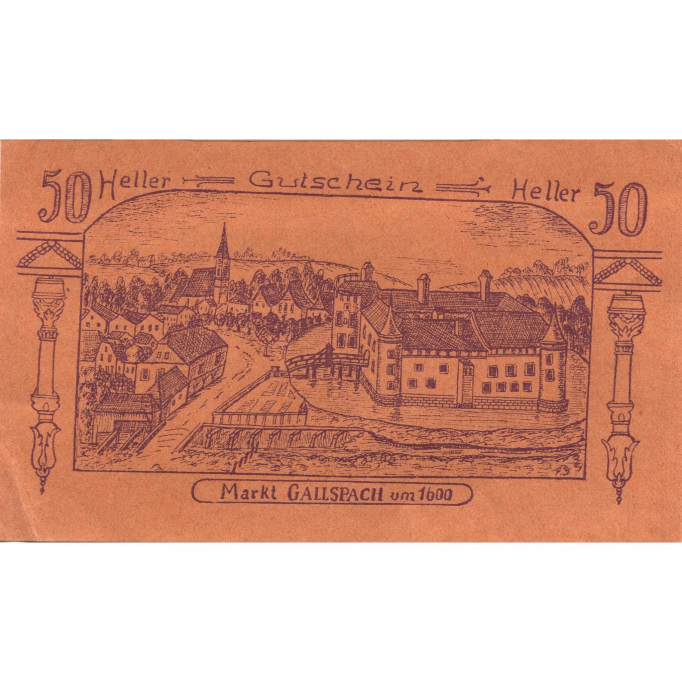 Banknote, Austria, Gallspach, 50 Heller, rue, 1920, AU(55-58), Mehl:FS 219c