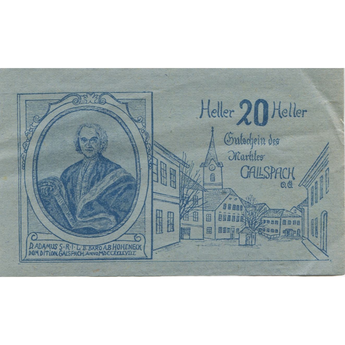 Banknote, Austria, Gallspach, 20 Heller, Blason, 1920, UNC(63), Mehl:FS 219a