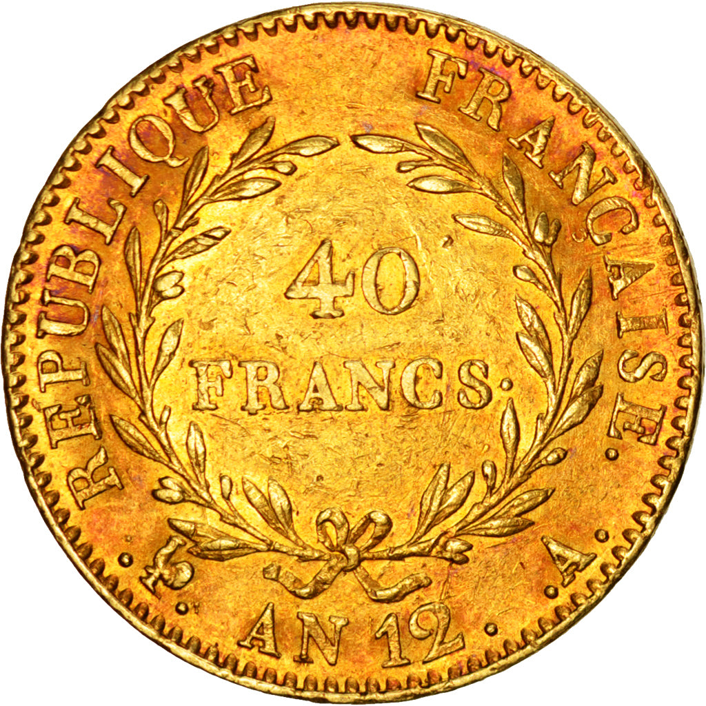 Consulat, 40 Francs or Bonaparte Premier Consul An 12 Paris, KM 652