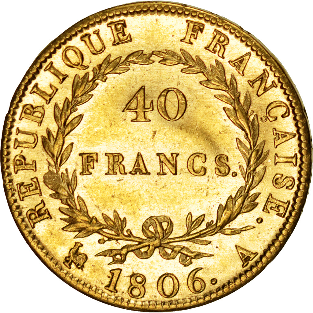 Premier Empire, 40 Francs or Napoléon Empereur 1806 Paris, KM 675.1