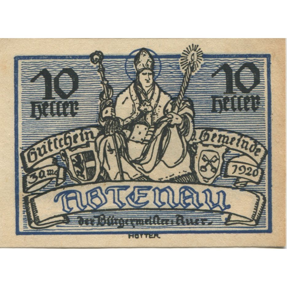 Banknote, Austria, Abtenau, 10 Heller, personnage, 1920, UNC(63) Mehl:FS 3a