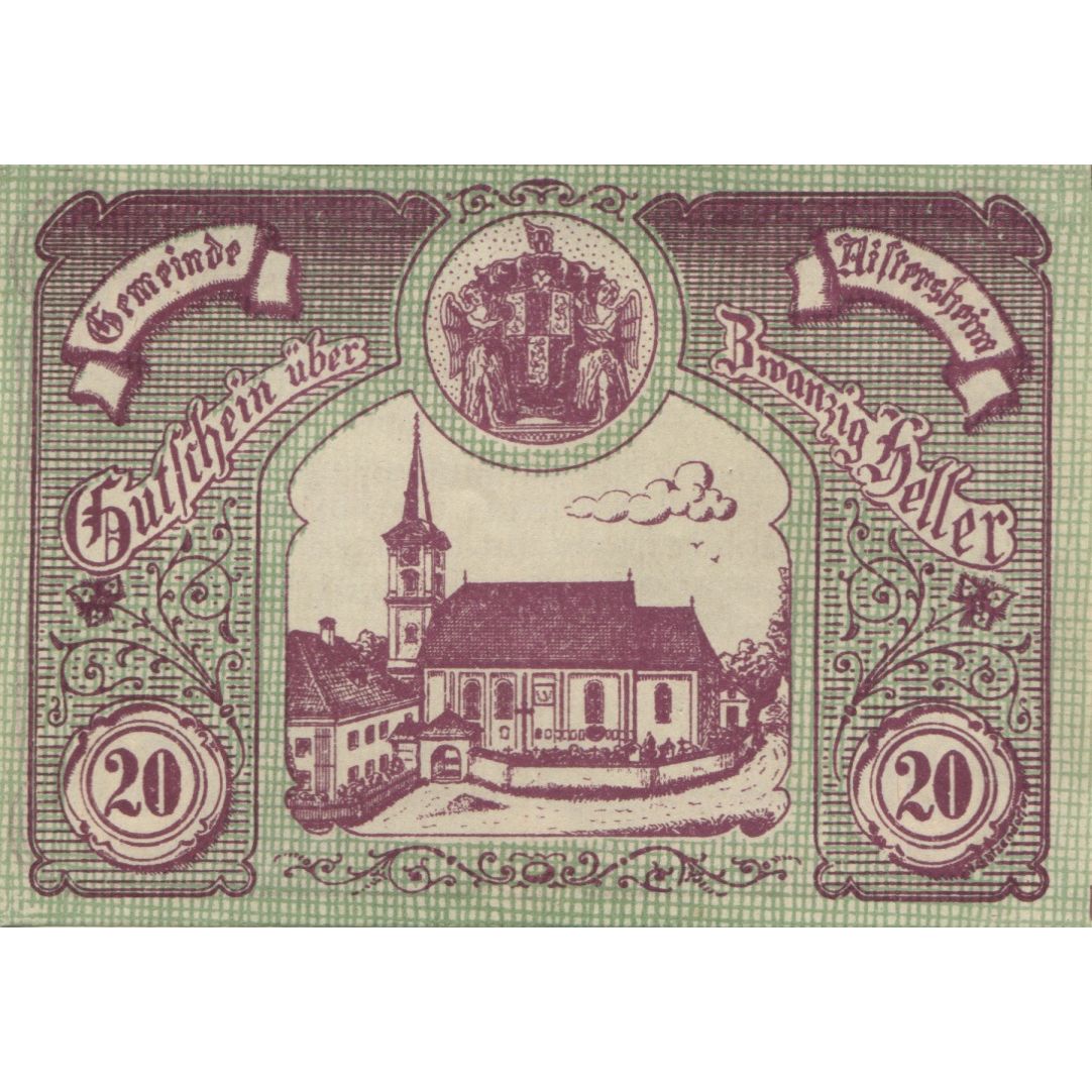 Banknote, Austria, Aistersheim, 20 Heller, Eglise, 1921 UNC(63) Mehl:FS 15a