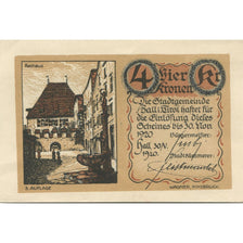 Banknote, Austria, Hall, 4 Kronen, rue 1920-11-30, UNC(63), Mehl:FS 342IIc