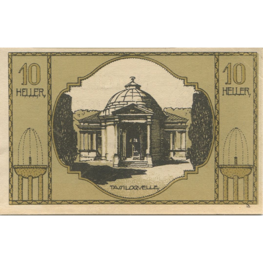 Banknote, Austria, Bad Hall, 10 Heller, Monument, 1920 UNC(63) Mehl:FS 76Ia