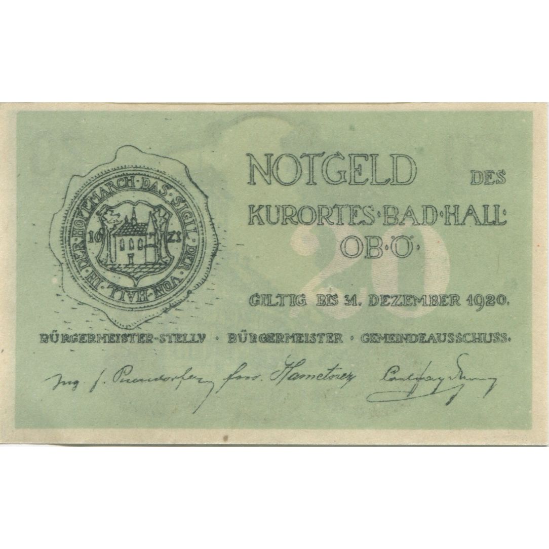 Banknote, Austria, 20 Heller, mairie, 1920, 1920-12-31, UNC(63), Mehl:FS 76Ia