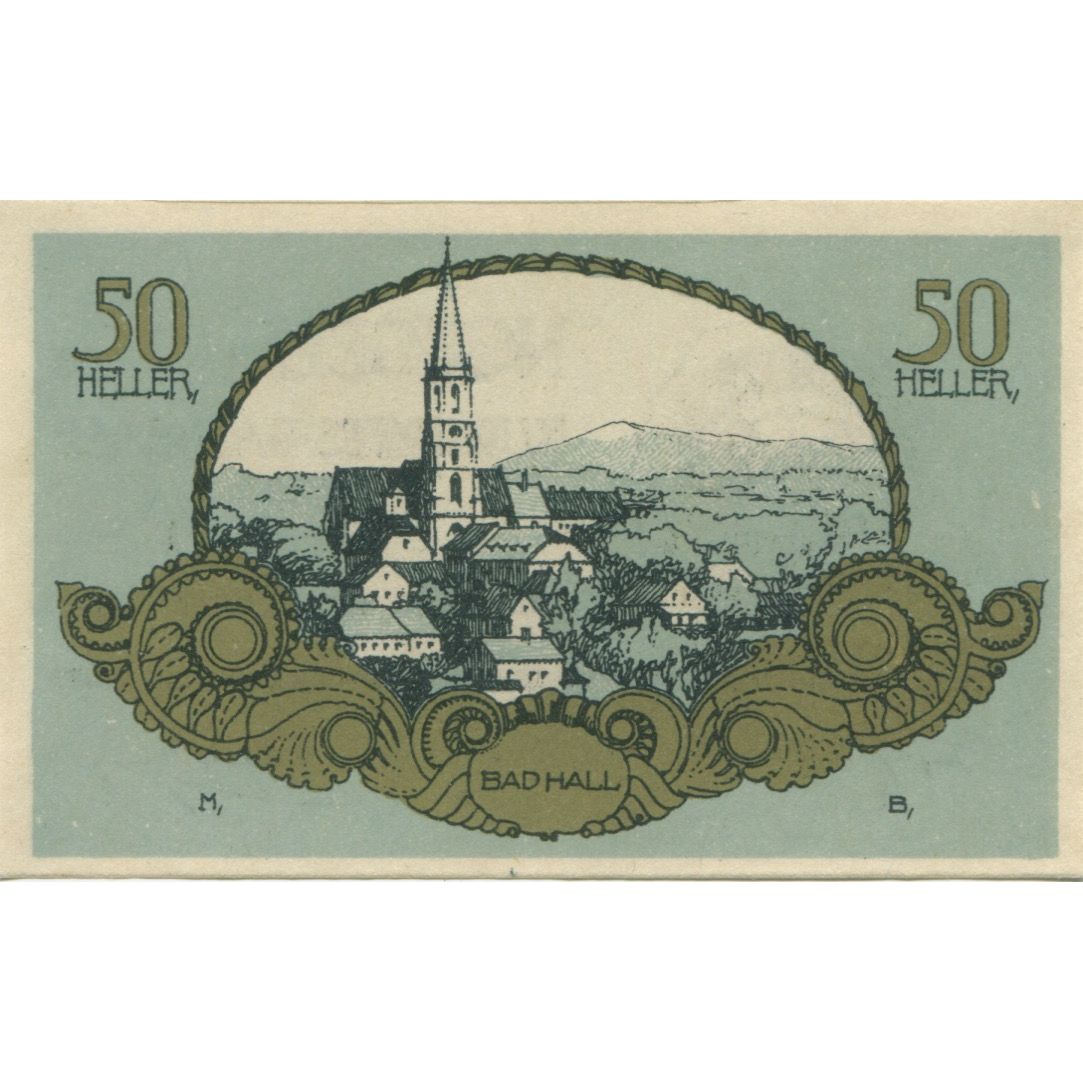 Banknote, Austria, Bad Hall, 50 Heller, village, 1920 UNC(63) Mehl:FS 76Ia