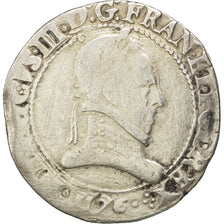 FRANCE, Franc au Col Plat, 1576, Lyons, F(12-15), Silver, Sombart #4714, 13.58