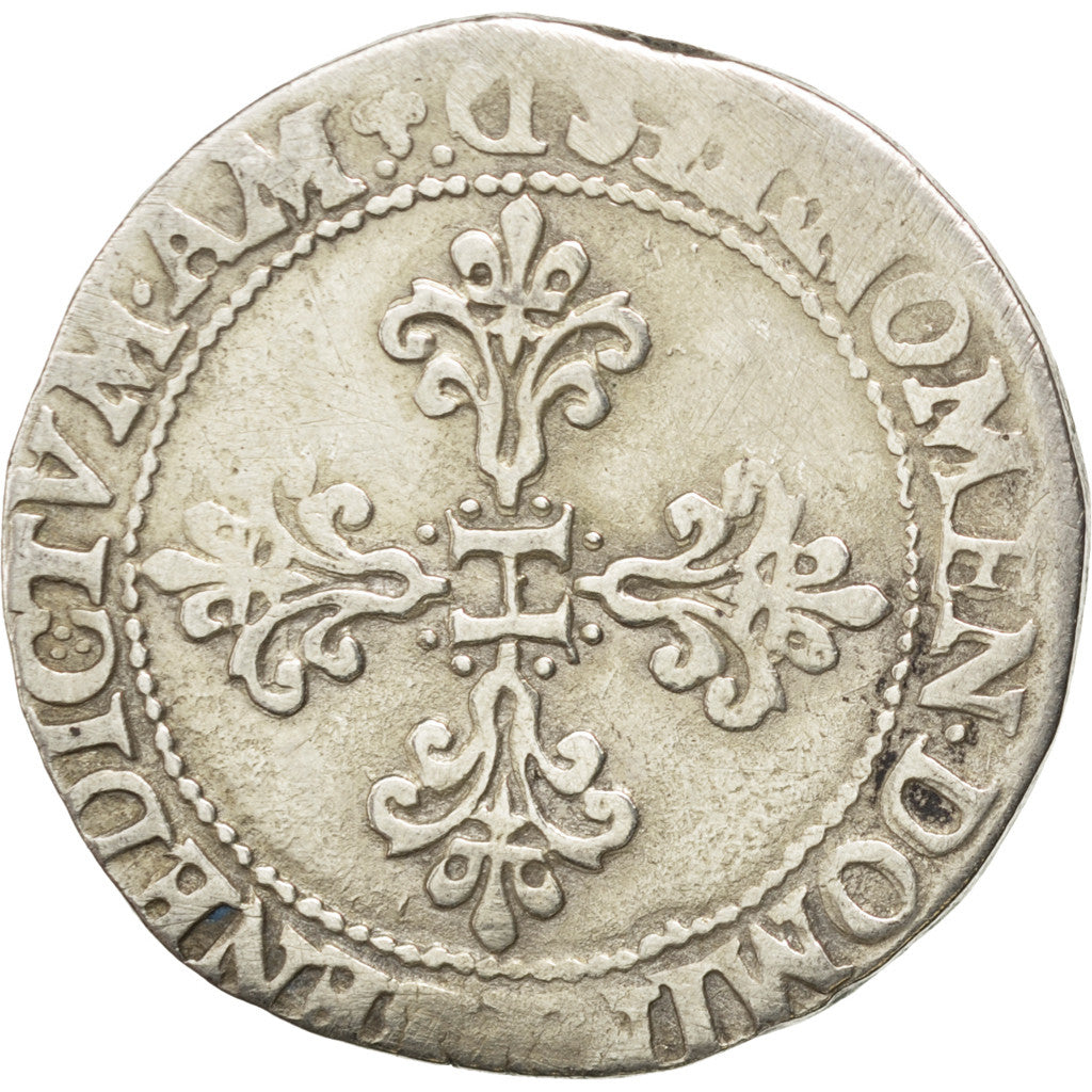 FRANCE, Franc au Col Plat, 1576, Lyons, F(12-15), Silver, Sombart #4714, 13.58