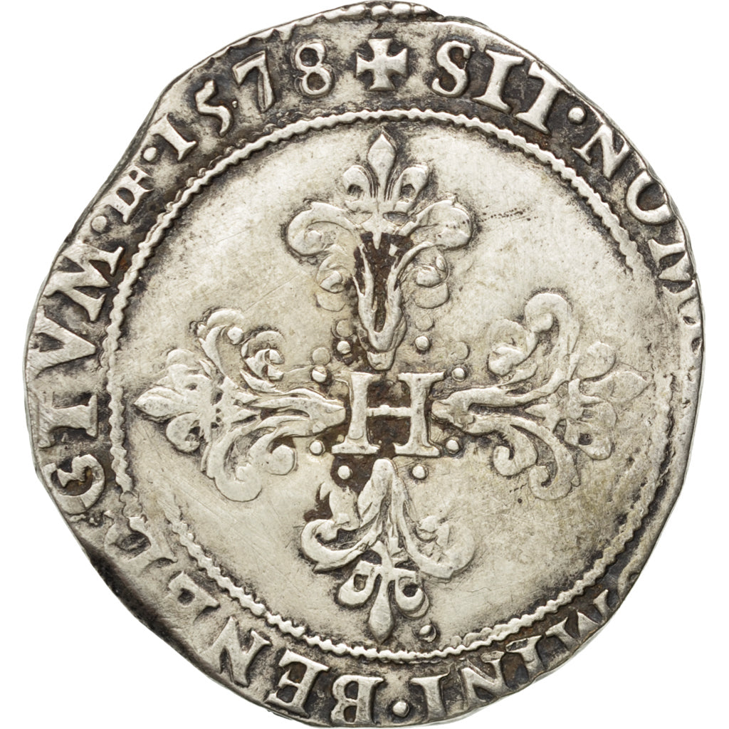 Henri III, Franc au col plat 1578 Troyes, Sombart 4714