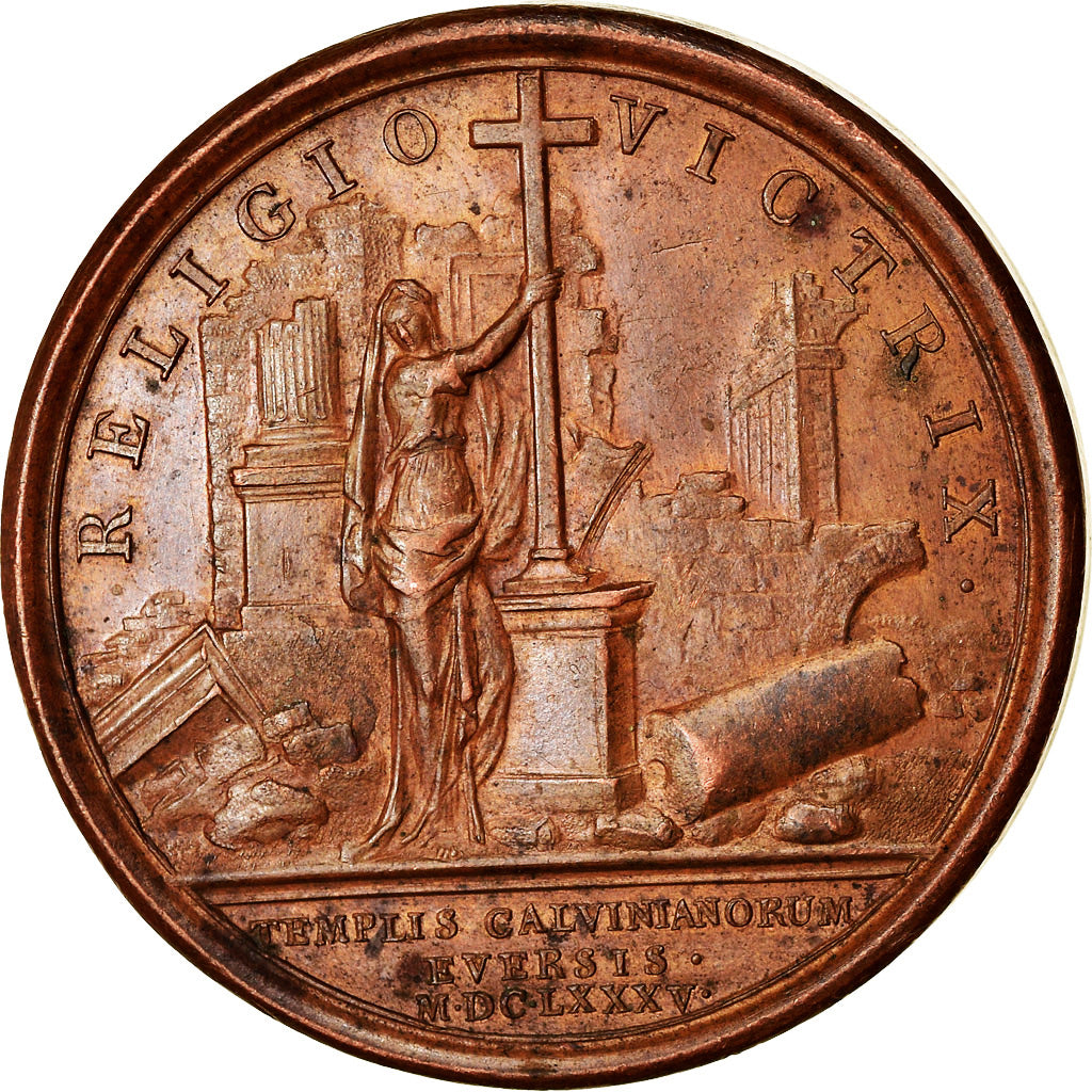 Frankreich, Medaille, Louis XIV, Temples Calvinistes démolis, History, 1685