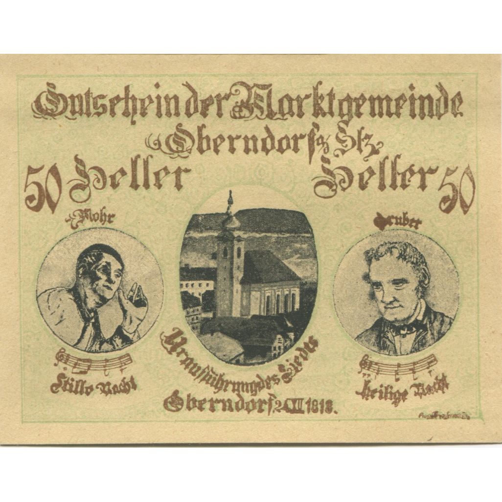 Banknote, Austria, Oberndorf, 50 Heller, Eglise, 1920, UNC(63) Mehl:FS 690a