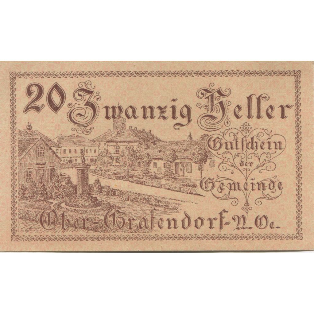 Banknote, Austria, Grafendorf, 20 Heller, village, 1920 UNC(63) Mehl:FS 682a