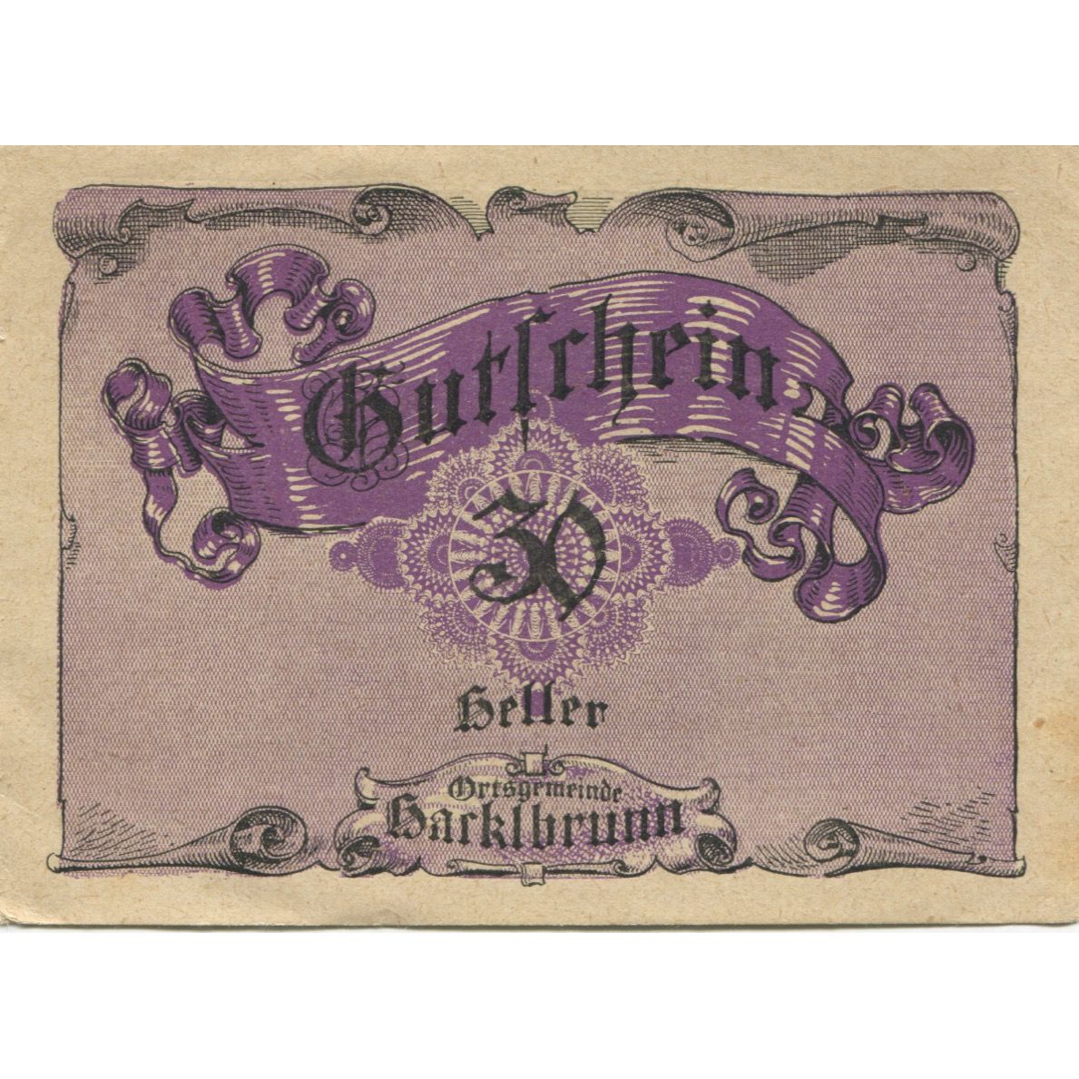 Banknote, Austria, Brunn, 30 Heller, parchemin, 1920 AU(55-58) Mehl:FS 323IIc