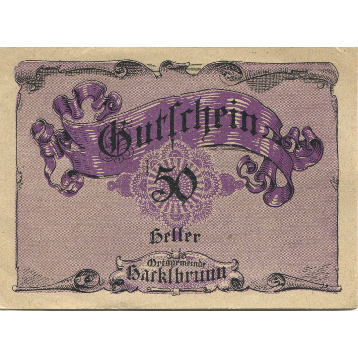 Banknote, Austria, Brunn, 50 Heller, Blason, 1920 UNC(63), Mehl:FS 323IIc