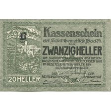 Banknote, Austria, Baden, 20 Heller, château, 1920 UNC(63) Mehl:FS 74a