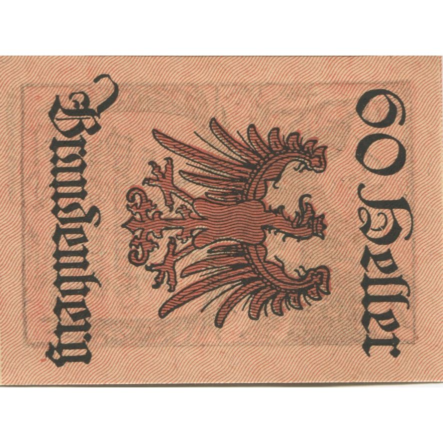 Banknote, Austria, Brandenberg, 60 Heller, cerf, 1920, UNC(63) Mehl:FS 99a