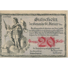 Banknote, Austria, St Florian, 20 Heller, personnage, 1920 UNC(63) Mehl:FS 881a
