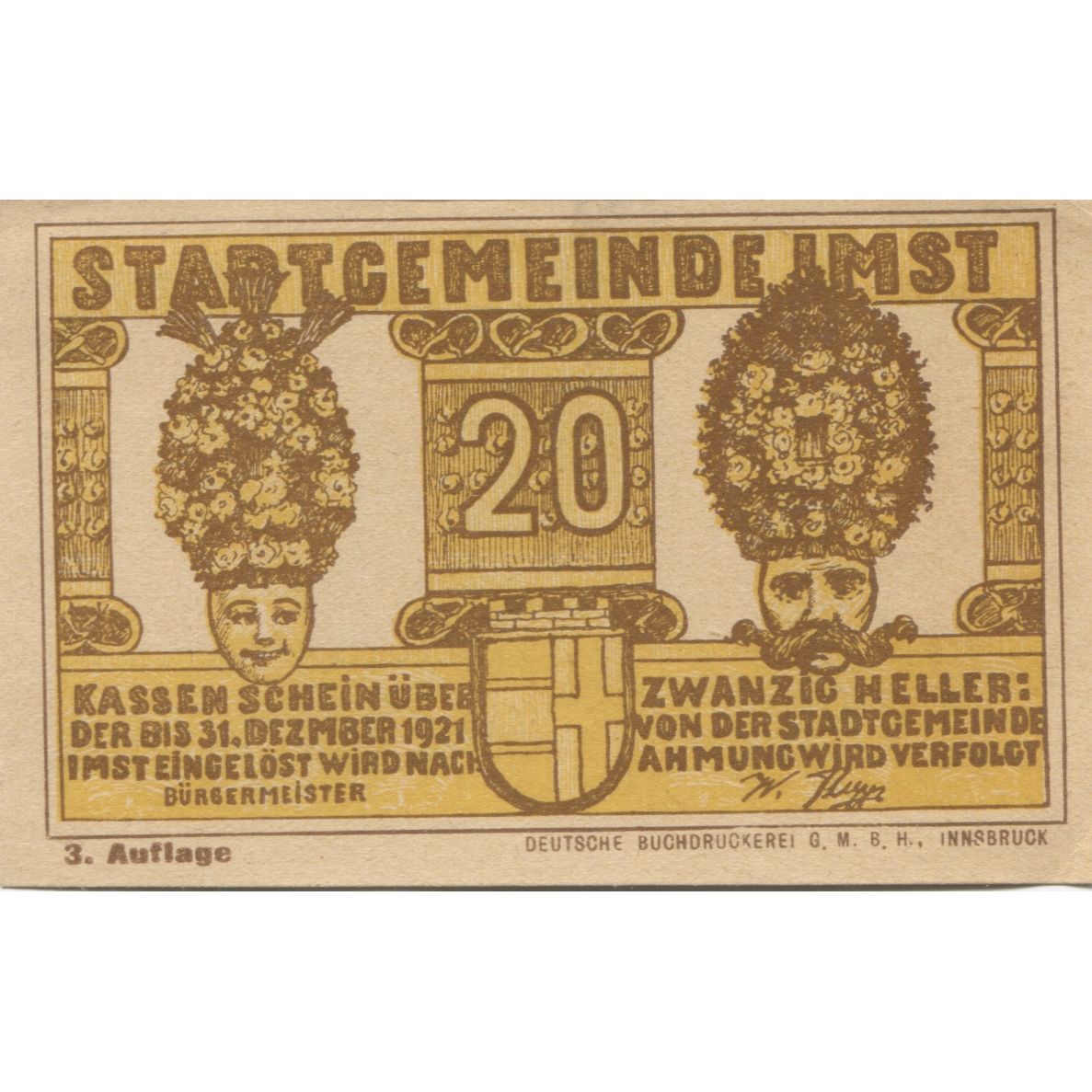 Banknote, Austria, Imst, 20 Heller, Fleur 1920-12-31, UNC(63), Mehl:FS 405a