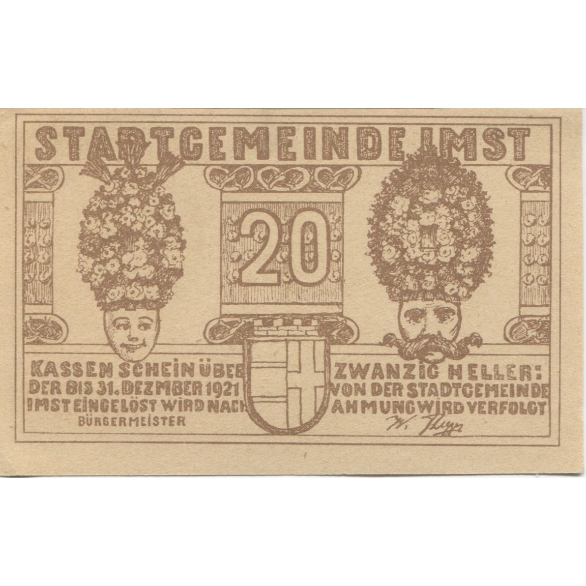 Banknote, Austria, Imst, 20 Heller, Fleur 1920-12-31, UNC(63), Mehl:FS 405a