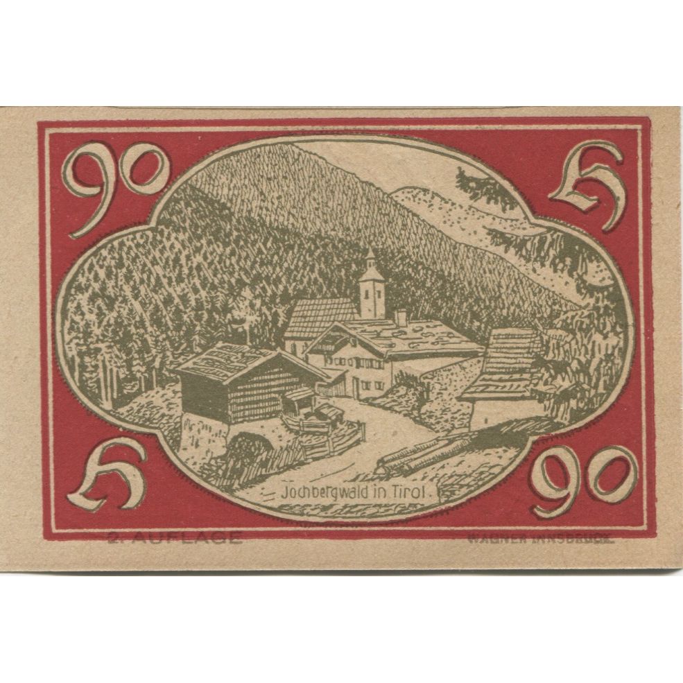 Banknote, Austria, Jochberg, 90 Heller, aigle 1921-01-31, UNC(63) Mehl:FS 419a