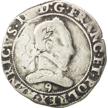 FRANCE, Franc au Col Plat, 1576, Rennes, VF(20-25), Silver, Sombart #4714, 13.64