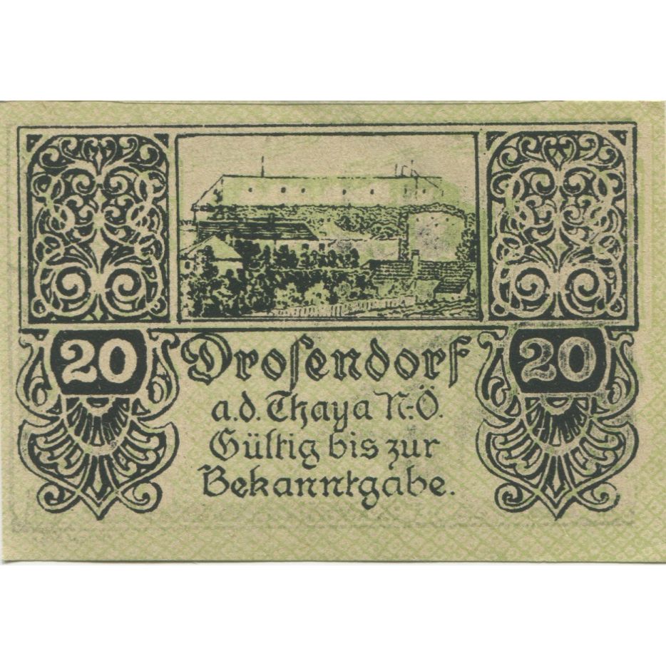 Banknote, Austria, Drosendorf, 20 Heller, porte, 1920, UNC(63), Mehl:FS 134a
