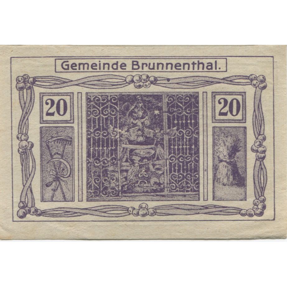 Banknote, Austria, Brunnenthal, 20 Heller, porte 1920-12-15 UNC(63) Mehl:FS 111a