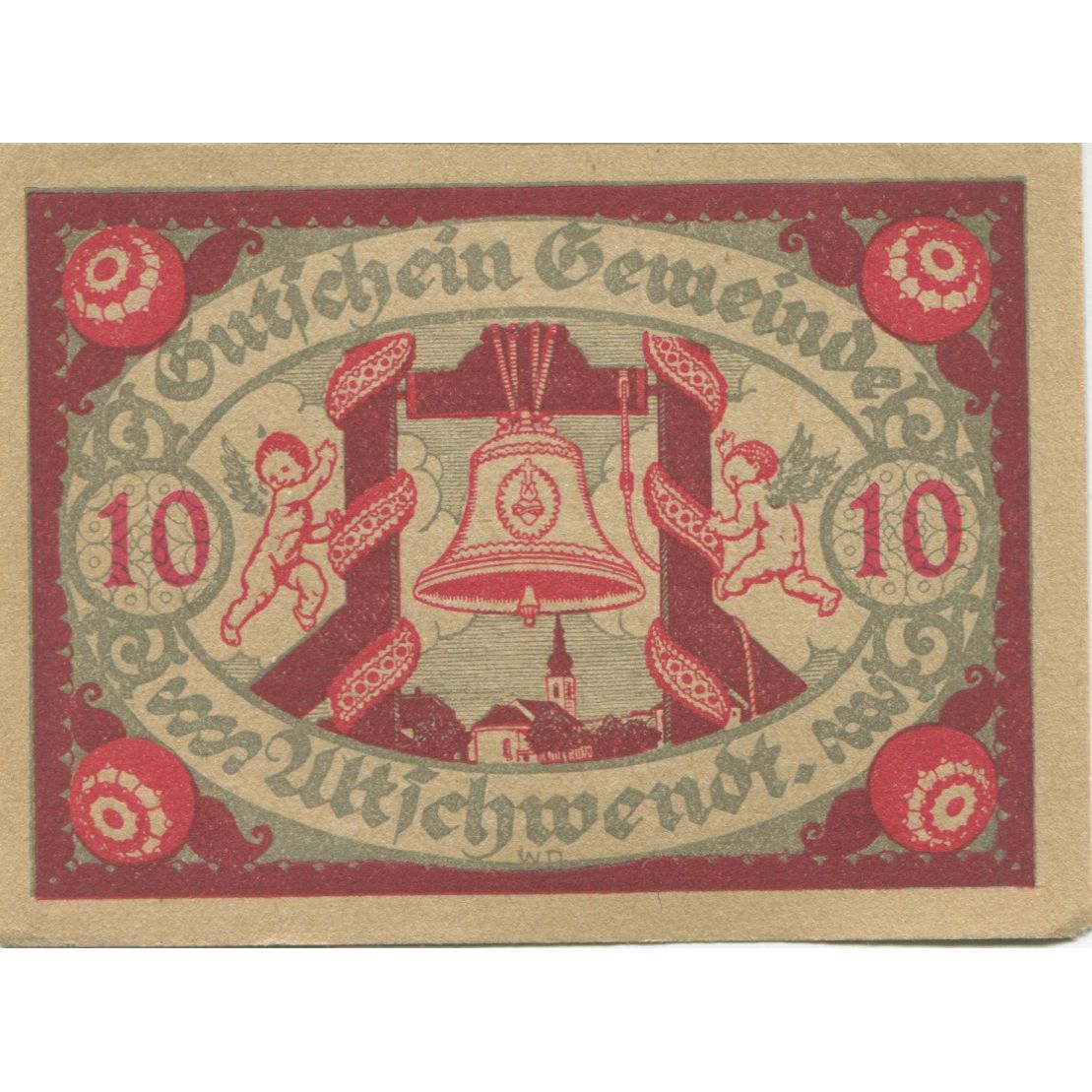 Banknote, Austria, Altschwendt, 10 Heller, Clocher, 1920, UNC(63), Mehl:FS 35IIa