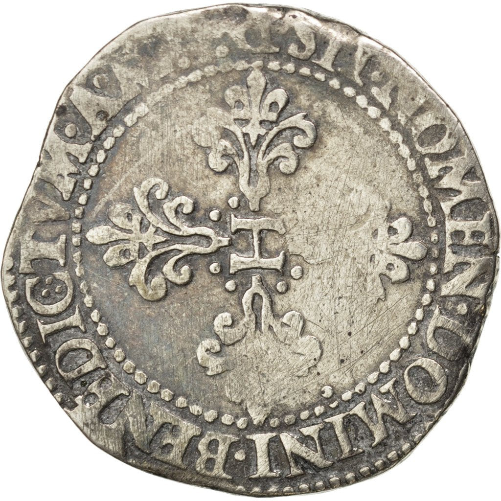 FRANCE, Franc au Col Plat, 1578, Lyons, F(12-15), Silver, Sombart #4714, 13.87