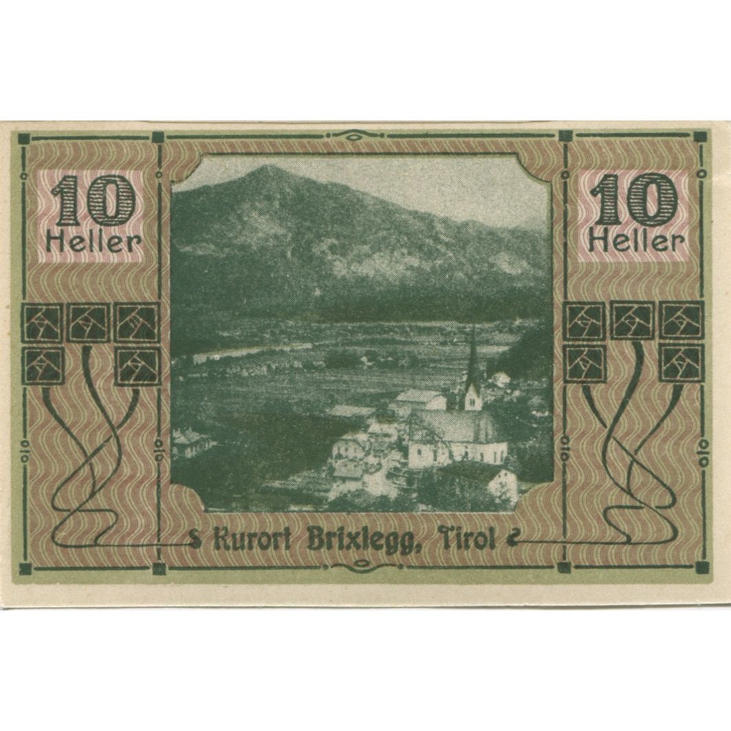 Banknote, Austria, Brixlegg, 10 Heller, montagne, 1920 UNC(63) Mehl:FS 104a