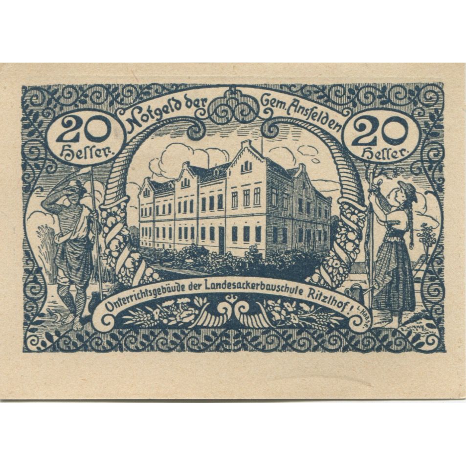 Banknote, Austria, Ansfelden, 20 Heller, château, 1920 UNC(63) Mehl:FS 45Ia