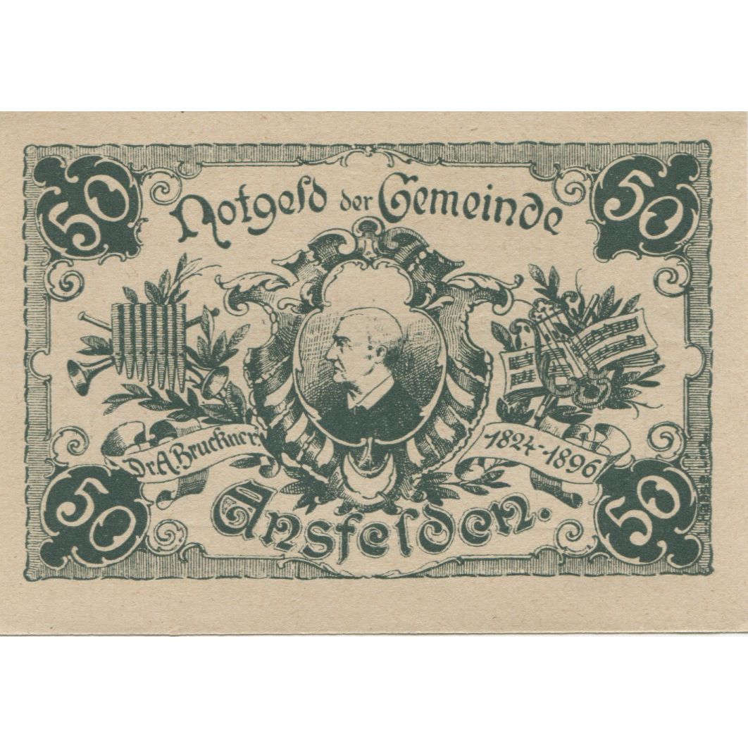 Banknote, Austria, Ansfelden, 50 Heller, portrait, 1920 UNC(63) Mehl:FS 45Ia