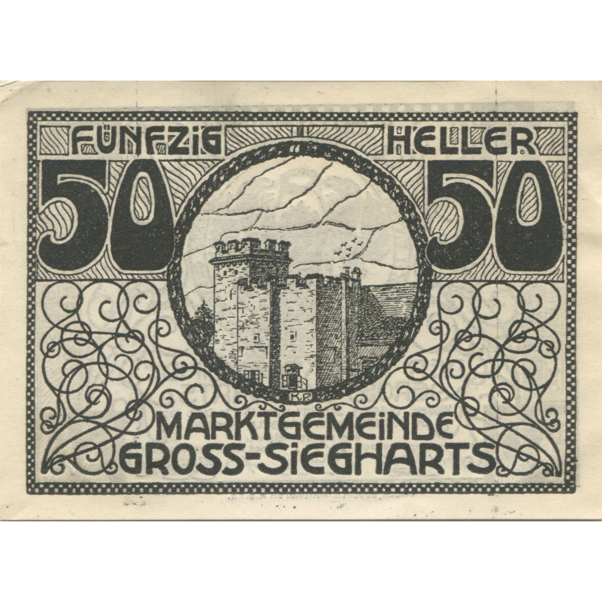 Banknote, Austria, Gross-Siegharts, 50 Heller, Blason, 1920 UNC(63) Mehl:FS 297b