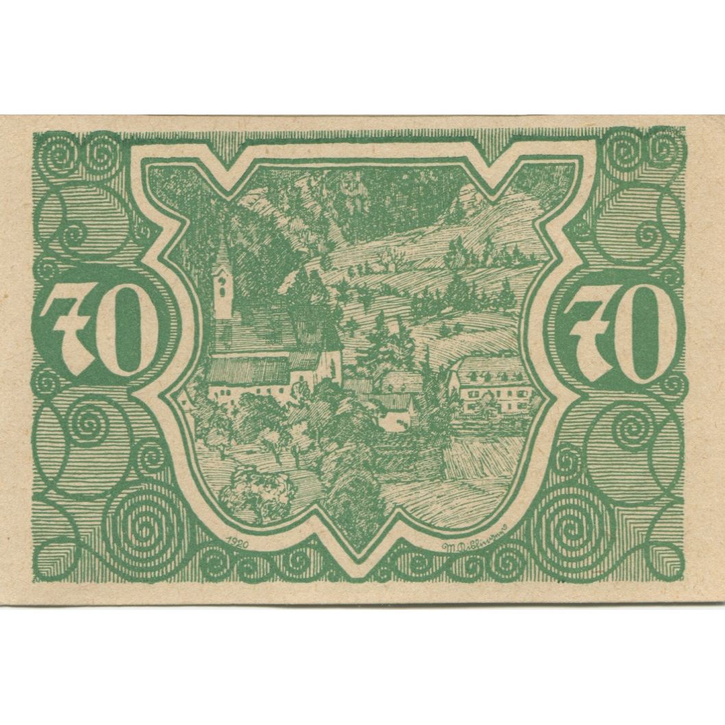 Banconote, Austria, Vorderstoder, 70 Heller, Fleur, 1920, SPL, Mehl:FS 1120