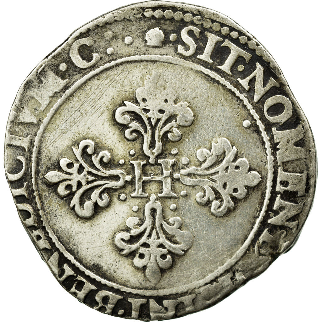 Coin, France, Franc au Col Fraisé, 1581, Toulouse, F(12-15), Silver