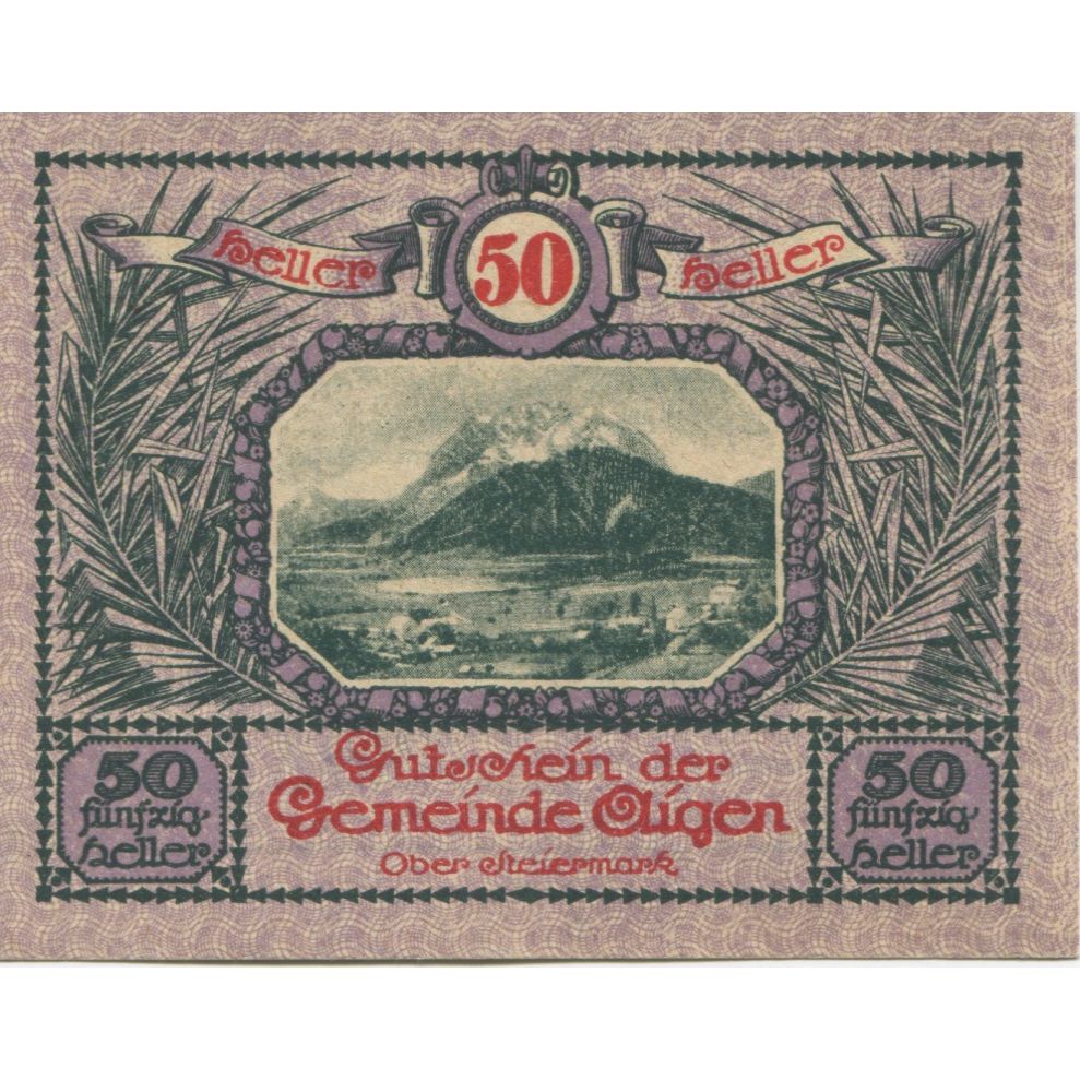 Banknote, Austria, Aigen, 50 Heller, montagne 1920-07-17, UNC(63) Mehl:FS 14a