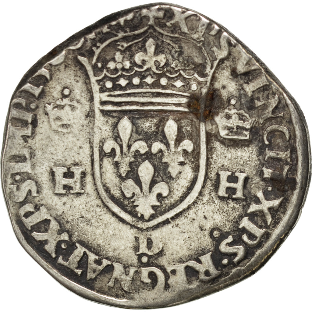 FRANCE, Teston, 1560, Lyons, VG(8-10), Silver, Sombart #4558, 8.74