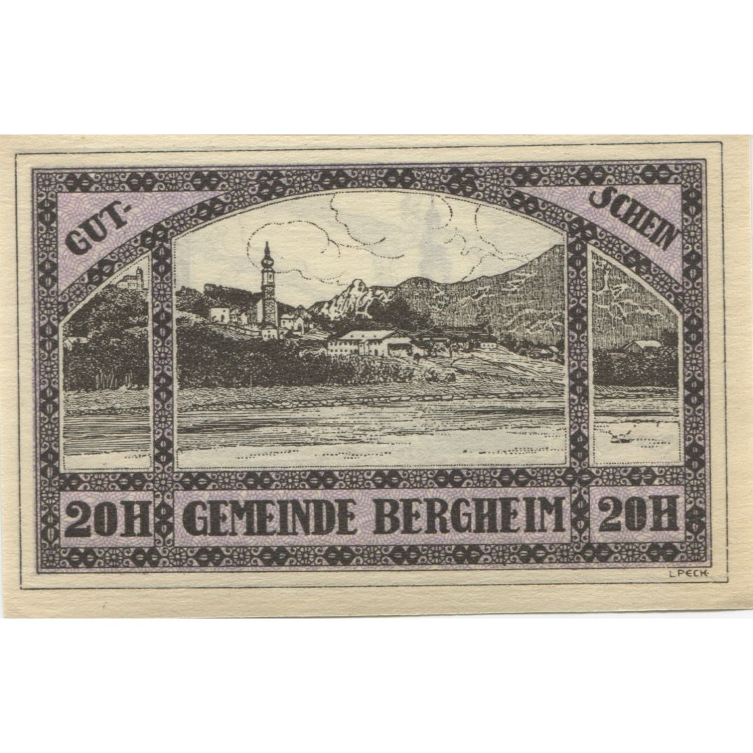 Banknote, Austria, Bergheim, 20 Heller, Eglise 1920-10-31, UNC(63) Mehl:FS 82Ia