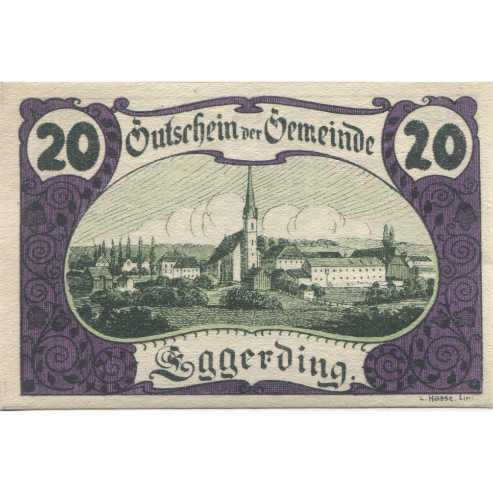 Nota, Áustria, Eggerding, 20 Heller, Eglise 1920-12-31, UNC(63), Mehl:FS 166a
