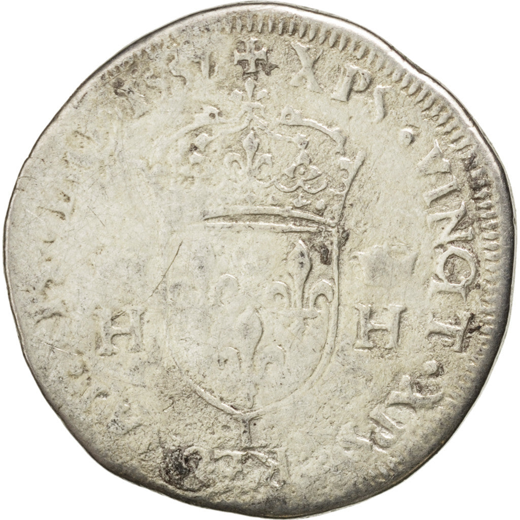 FRANCE, Teston, 1557, Bayonne, VG(8-10), Silver, Sombart #4558, 8.52