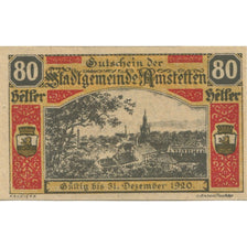 Geldschein, Österreich, Amstetten, 80 Heller, paysage 1920 UNZ- Mehl:FS 37II